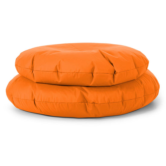 Flexforma Puf Gigante Redondo de Suelo para Adultos - Fácil de Limpiar Naranja 03