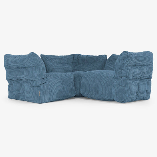 Sofá Modular Esquinero de 3 Plazas - Pana Clásica Azul marino 01