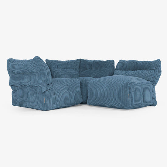 Sofá Modular de 3 Plazas - Pana Clásica Azul marino 03