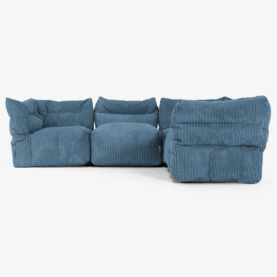 Sofá Modular Esquinero de 4 Plazas - Pana Clásica Azul marino 02