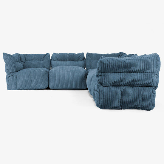 Sofá Modular Esquinero de 5 Plazas - Pana Clásica Azul marino 02