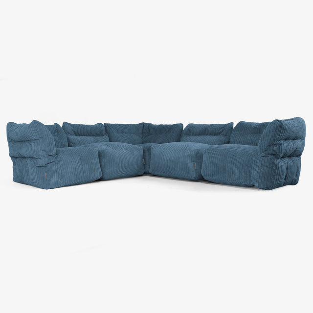Sofá Modular Esquinero de 5 Plazas - Pana Clásica Azul marino 01