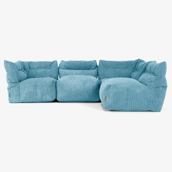 Sofá Modular de 4 Plazas - Pana Clásica Egeo Azul 03
