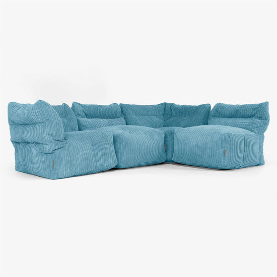Sofá Modular de 4 Plazas - Pana Clásica Egeo Azul 04