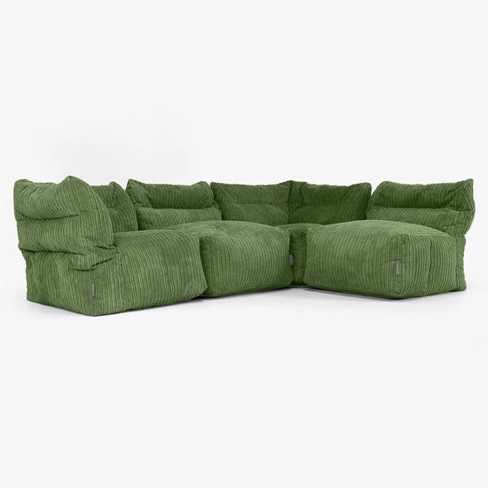 Sofá Modular de 4 Plazas - Pana Clásica Bosque Verde 04