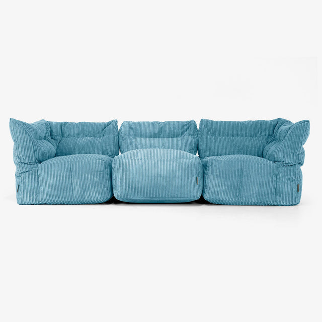 Sofá Modular de 3 Plazas - Pana Clásica Egeo Azul 01