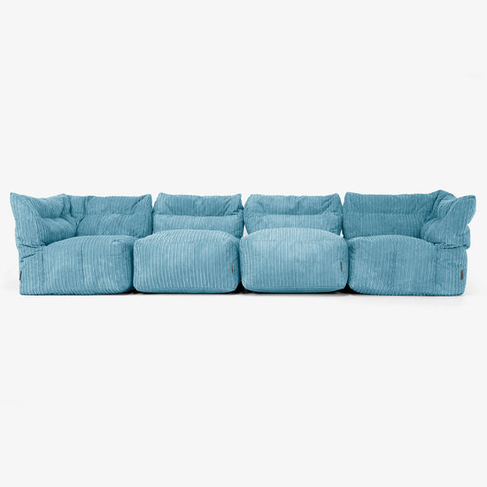 Sofá Modular de 4 Plazas - Pana Clásica Egeo Azul 01