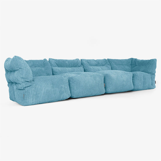 Sofá Modular de 4 Plazas - Pana Clásica Egeo Azul 02