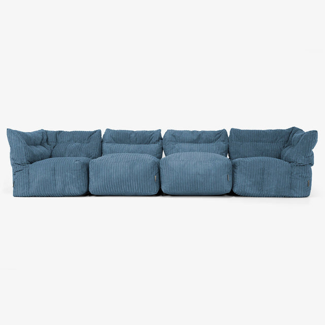Sofá Modular de 4 Plazas - Pana Clásica Azul marino 01