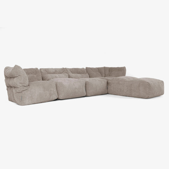 Sofá Modular de 4 Plazas con Chaise Longue - Pana Clásica Marrón empolvado 02