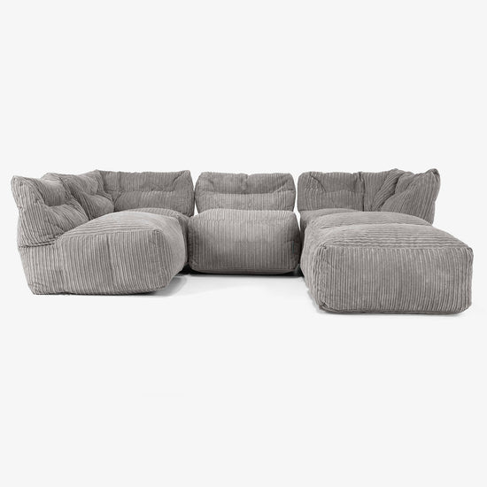 Sofá Modular de 4 Plazas con Chaise Longue - Pana Clásica Grafito 03