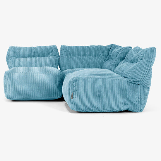 Sofá Modular de 3 Plazas sin Brazos - Pana Clásica Egeo Azul 02
