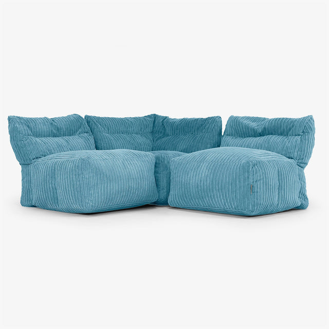 Sofá Modular de 3 Plazas sin Brazos - Pana Clásica Egeo Azul 01