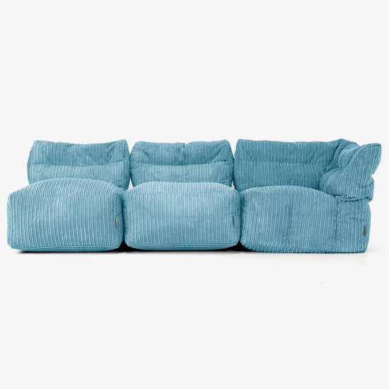 Sofá Modular de 3 Plazas sin Brazos - Pana Clásica Egeo Azul 04
