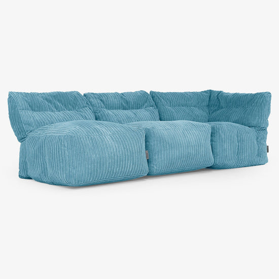 Sofá Modular de 3 Plazas sin Brazos - Pana Clásica Egeo Azul 03
