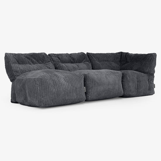 Sofá Modular de 3 Plazas sin Brazos - Pana Clásica Negro 03