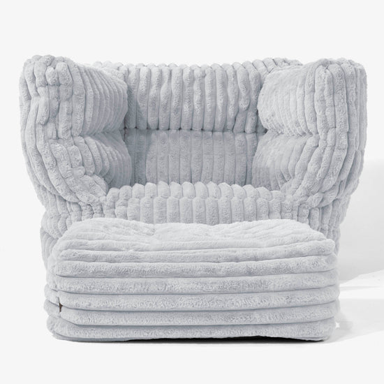 Albert Puff Sillón 2.0 - Pana de Felpa Ultra Azul Huevo de Pato 02