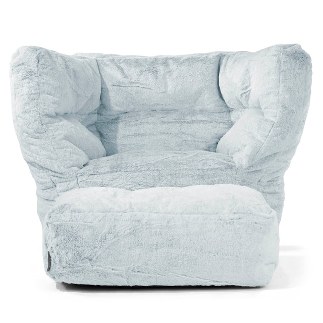 Louis Puff Sillón - Piel de Conejo Sintética Azul Empolvado