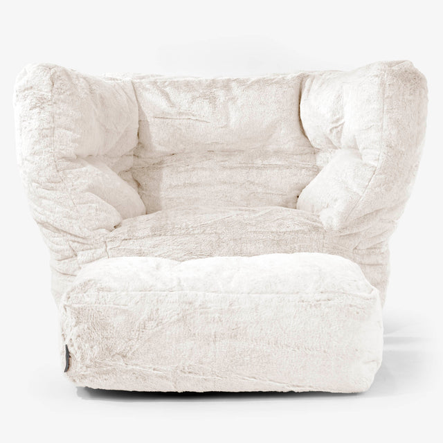 Louis Puff Sillón - Piel de Conejo Sintética Blanco