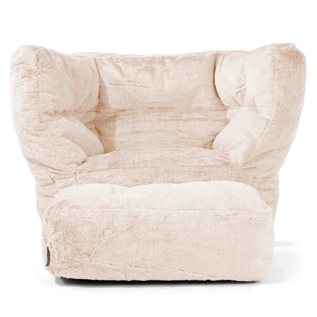 Louis Puff Sillón - Piel de Conejo Sintética Blanco