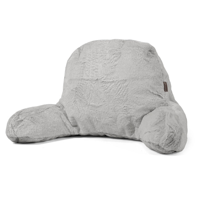 Almohada de Lectura de Alto Soporte - Piel de Conejo Sintética Gris Claro 01