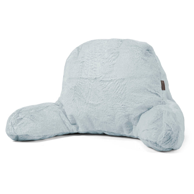 Almohada de Lectura de Alto Soporte - Piel de Conejo Sintética Azul Empolvado 01