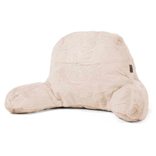Almohada de Lectura de Alto Soporte - Piel de Conejo Sintética Blanco 01