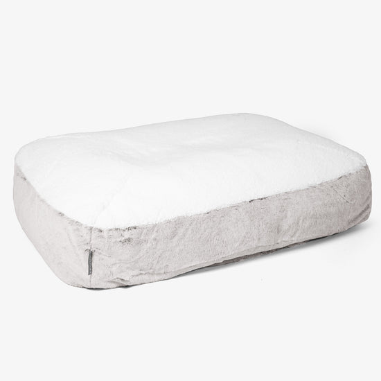 Cama Encorvada para Perros Grande - Piel de Conejo Sintética Gris Claro 01
