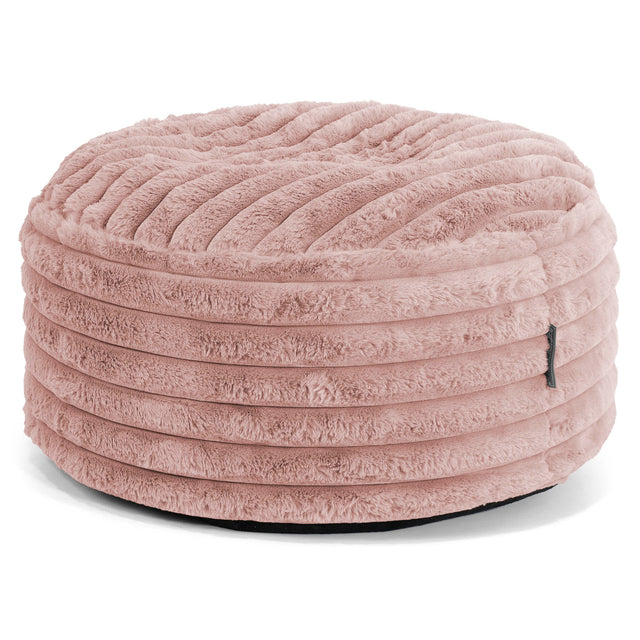 Escabel Gigante Redondo - Pana de Felpa Ultra Rosa Empolvado 01
