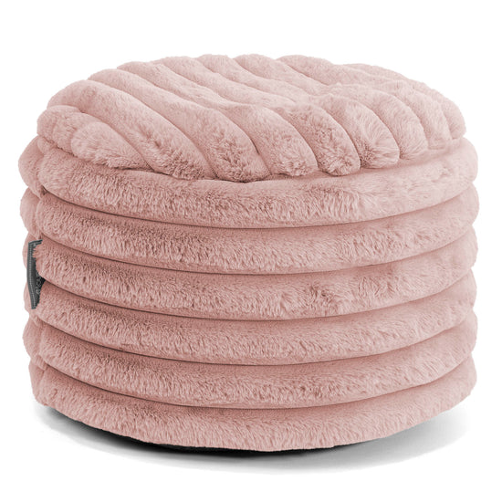 Escabel Redondo - Pana de Felpa Ultra Rosa Empolvado 01