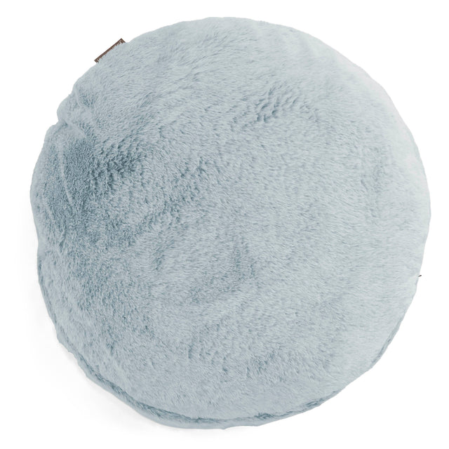 Fundas de Cojín Redondo 50cm - Piel de Conejo Sintética Azul Empolvado 01