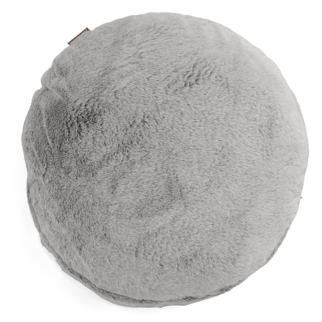 Fundas de Cojín Redondo 50cm - Piel de Conejo Sintética Gris Claro 01