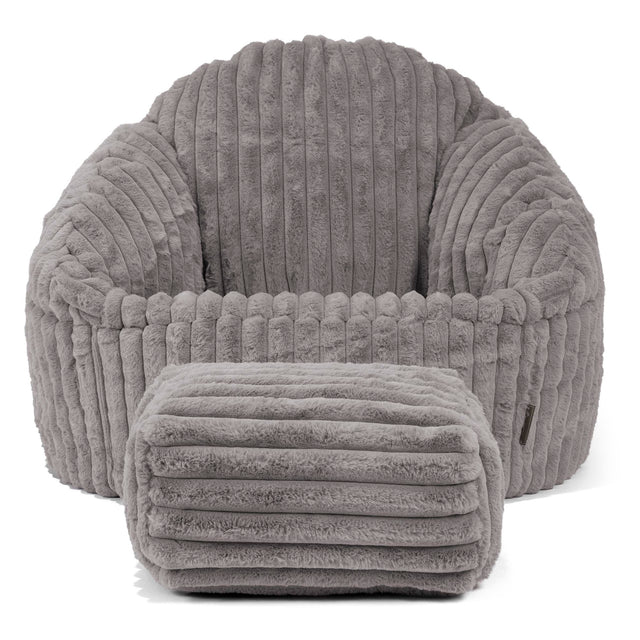 Puf Bubble - Pana de Felpa Ultra Gris 02