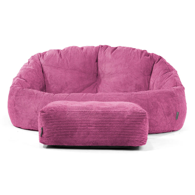 Puf Grande Bubble - Pana efecto Waffle Rosa 02