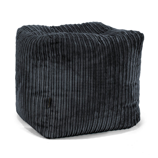 Puf Reposapiés Cubo - Pana Clásica Negro 01