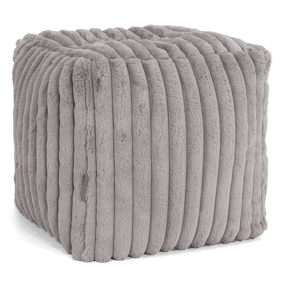 Puf Reposapiés Cubo - Pana de Felpa Ultra Gris 01