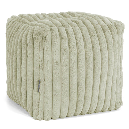 Puf Reposapiés Cubo - Pana de Felpa Ultra Verde Salvia 01