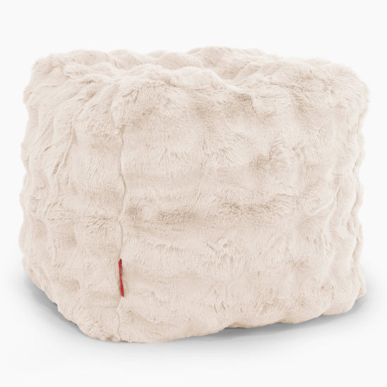 Puf Reposapiés Cubo - Piel Sintética de Burbuja Crema 01