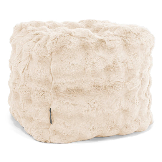 Puf Reposapiés Cubo - Piel Sintética de Burbuja Crema 01