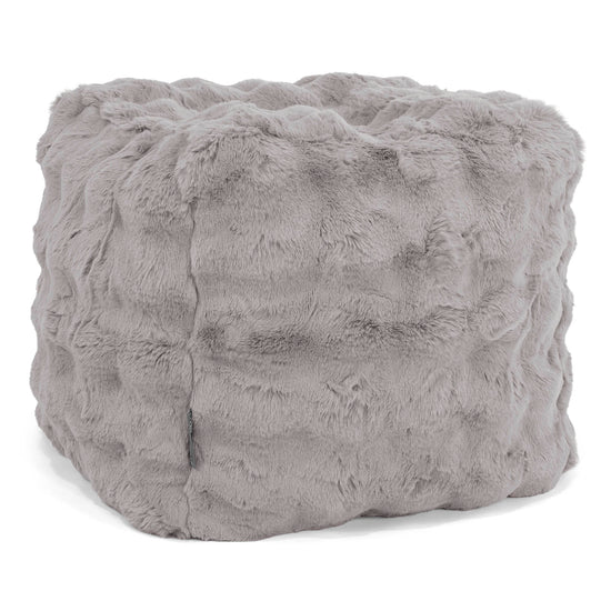 Puf Reposapiés Cubo - Piel Sintética de Burbuja Gris 01