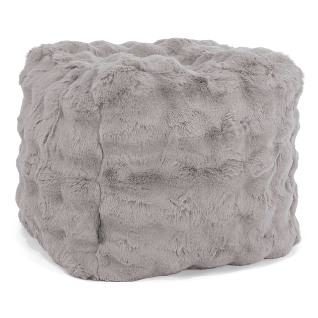 Puf Reposapiés Cubo - Piel Sintética de Burbuja Gris 01