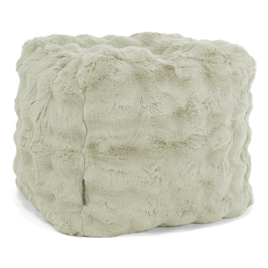 Puf Reposapiés Cubo - Piel Sintética de Burbuja Verde Salvia 01