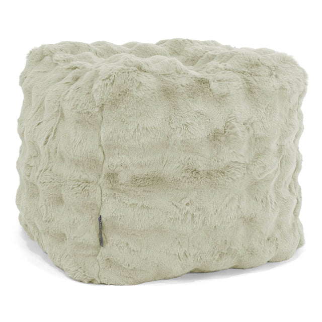 Puf Reposapiés Cubo - Piel Sintética de Burbuja Verde Salvia 01