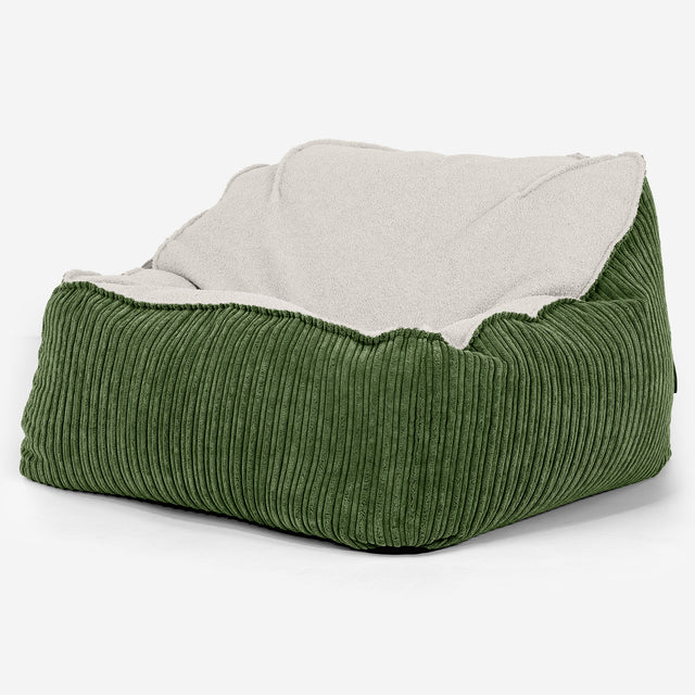 Puf Silla Encorvada - Boucle & Pana Clásica Bosque Verde 01