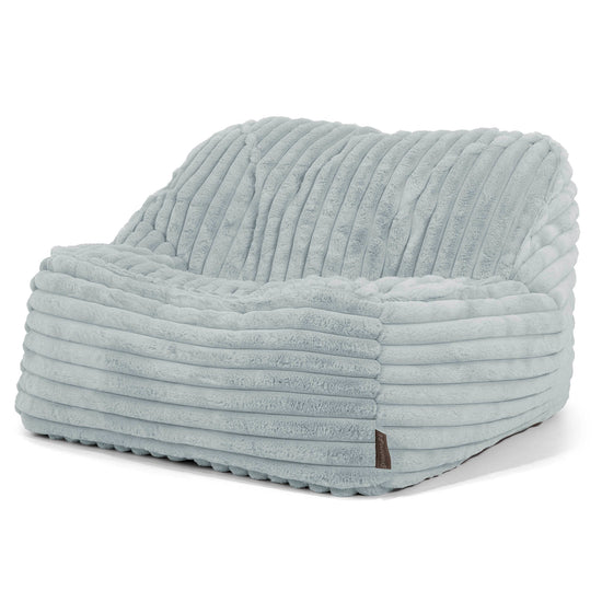 Puf Silla Encorvada - Pana de Felpa Ultra Azul Huevo de Pato 01