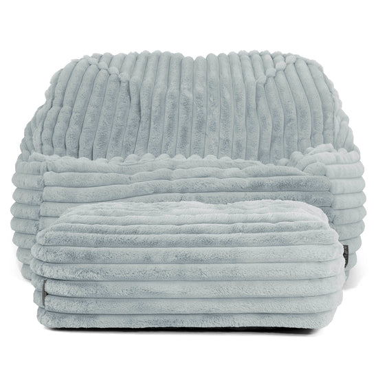 Puf Silla Encorvada - Pana de Felpa Ultra Azul Huevo de Pato 03