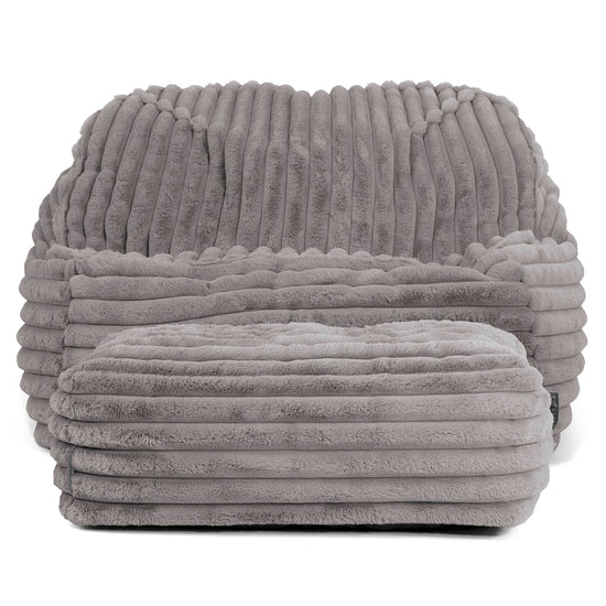 Puf Silla Encorvada - Pana de Felpa Ultra Gris 03