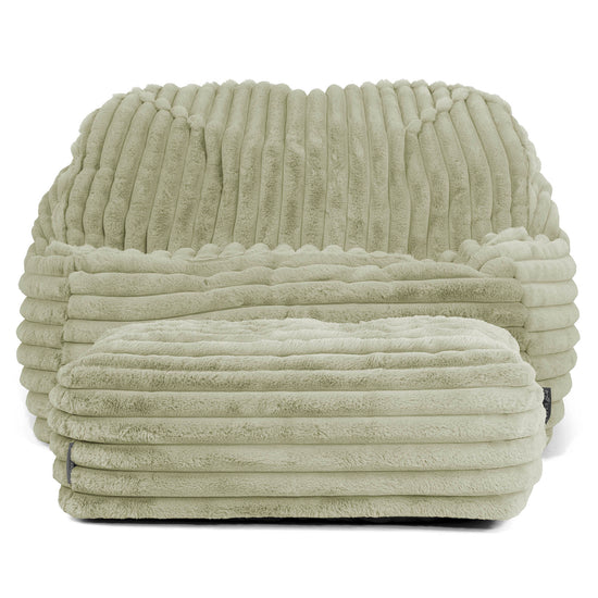 Puf Silla Encorvada - Pana de Felpa Ultra Verde Salvia 03