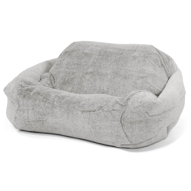 Puf Silla Sabina - Piel de Conejo Sintética Gris Claro 01