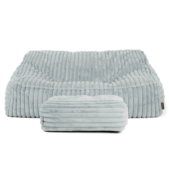 Puf Sillón Encorvado - Pana de Felpa Ultra Azul Huevo de Pato 03